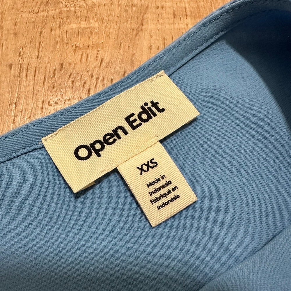 OPEN EDIT | NWT Asymmetrical One Shoulder Balloon Sleeve Top, Ice Blue Lake, XXS - Picture 9 of 11